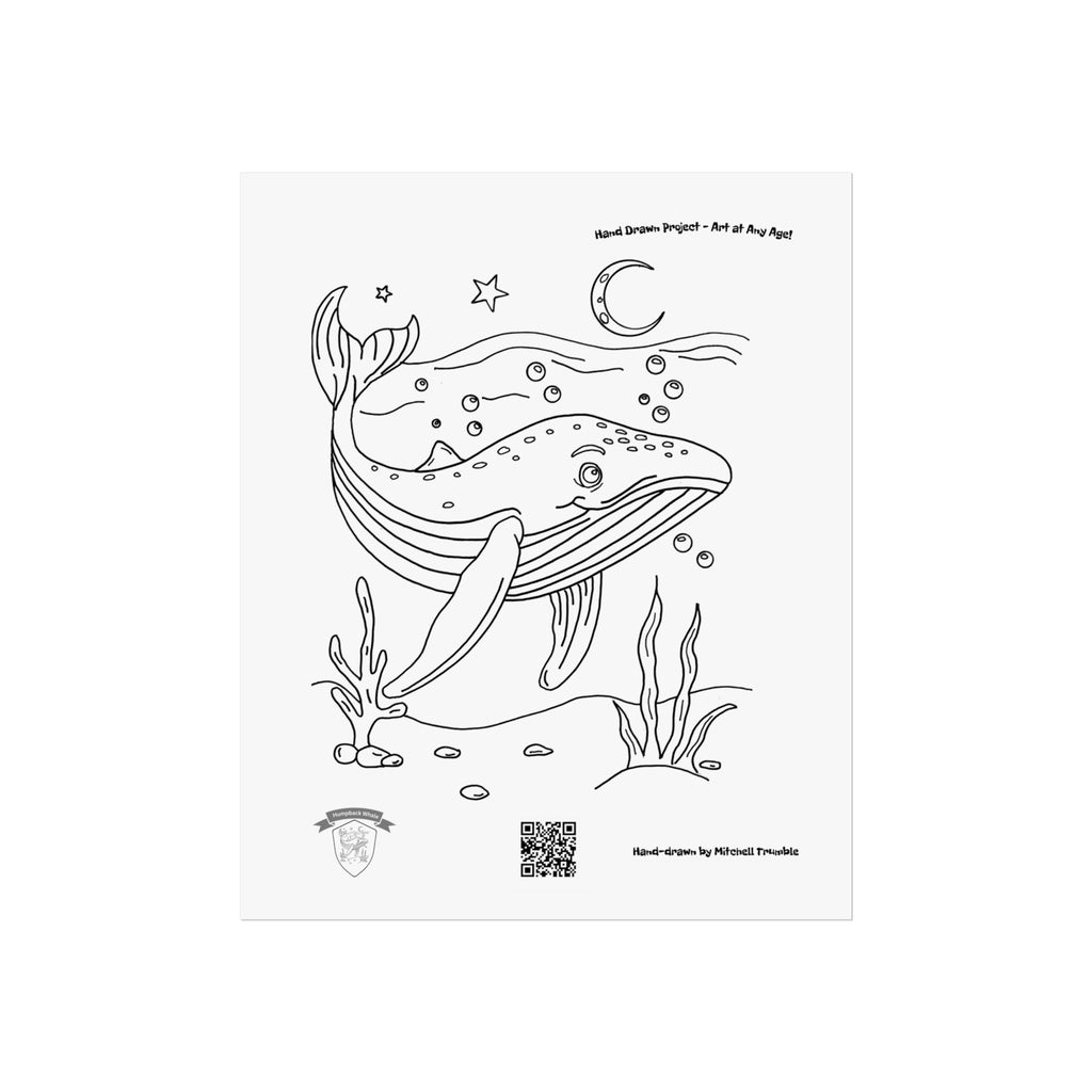 Humpback Horizons Art Poster | Hand-Drawn Ocean Wall Art