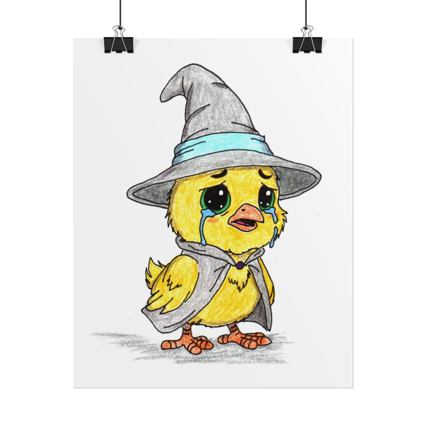 Wizard Chick Lost Her Magic Wand Print | Hand Drawn Fantasy Bird Wall Art