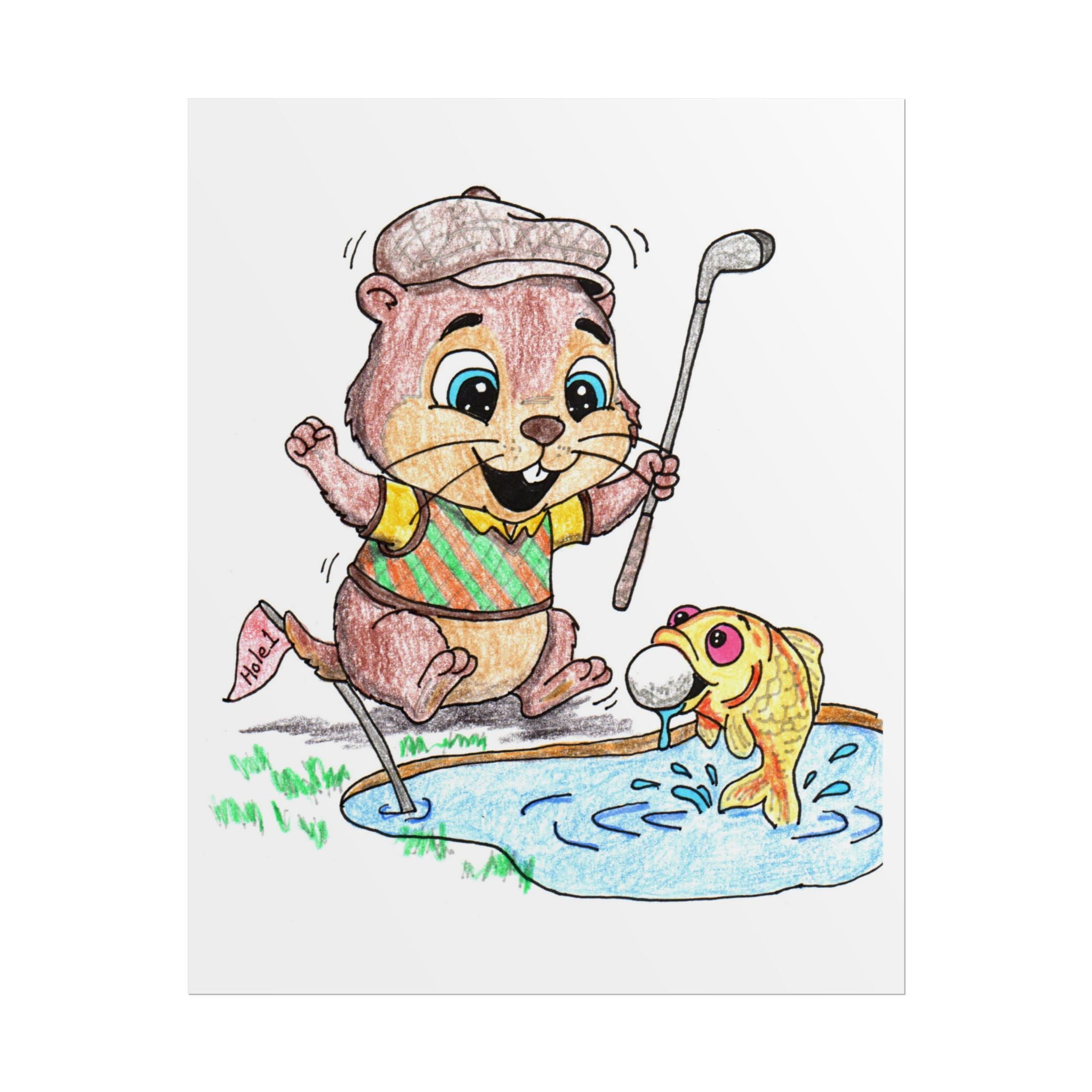 Gopher Finds His Golf Ball Print | Cute Golf Wall Art