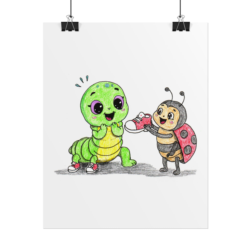 Inchworm Found Her Tiny Shoe Art Print | Ladybug Friendship