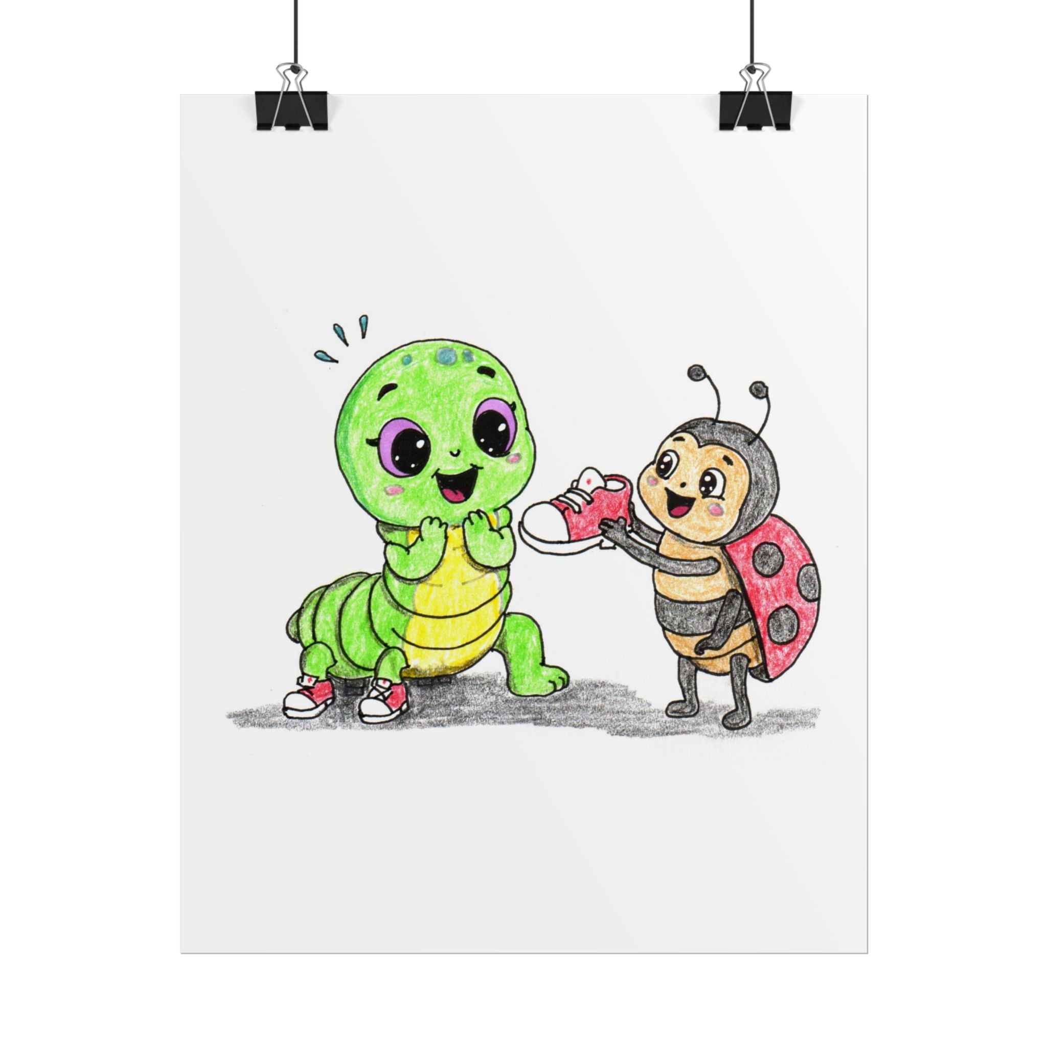 Inchworm Found Her Tiny Shoe Art Print | Ladybug Friendship