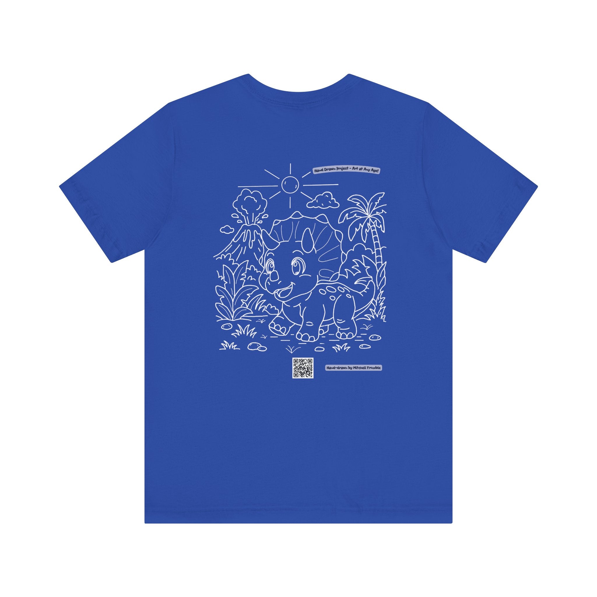 Triceratops Unisex T-Shirt | Bella+Canvas 3001 | Hand-Drawn Dino with QR Code