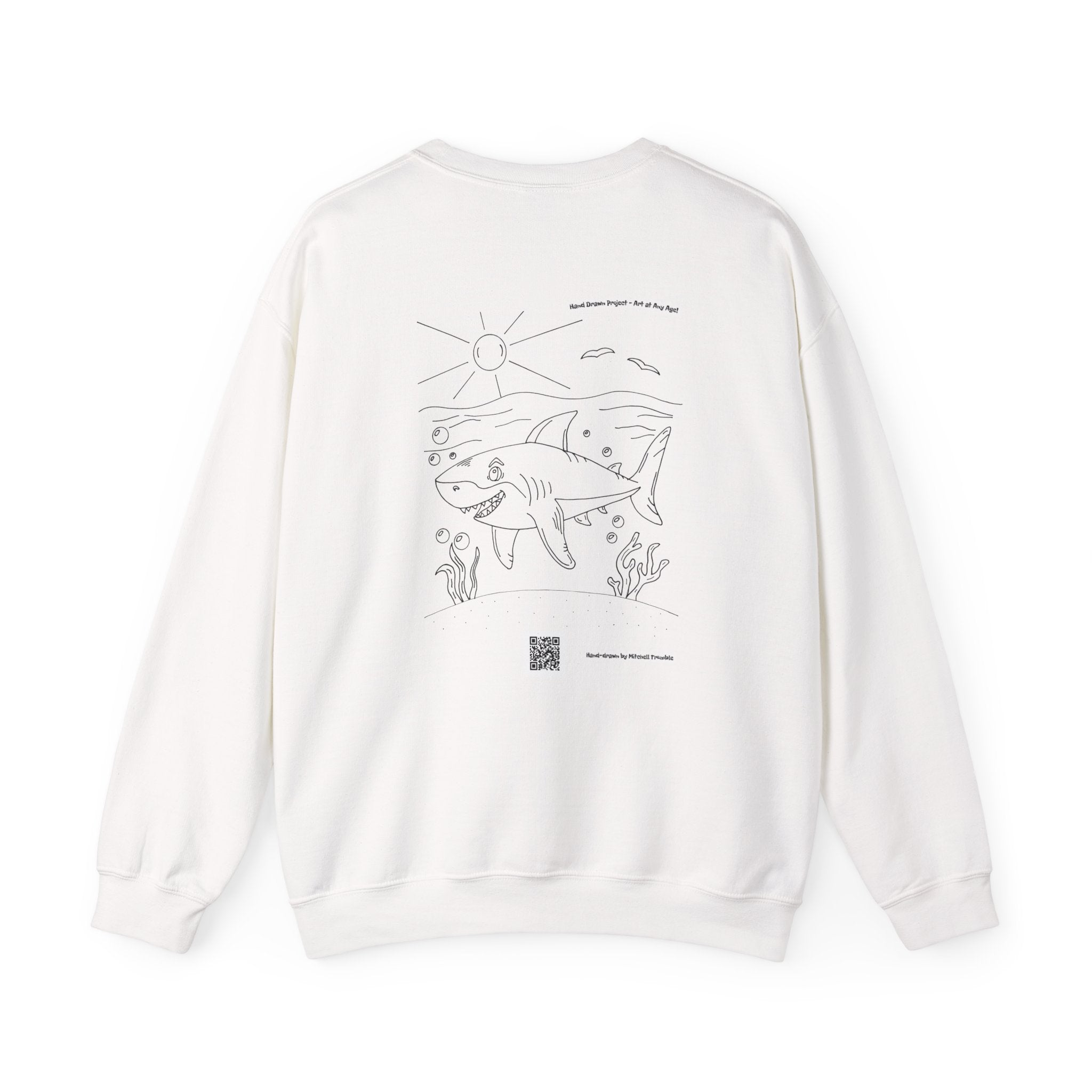 Great White Shark – Hand-Drawn Ocean Critter Sweatshirt