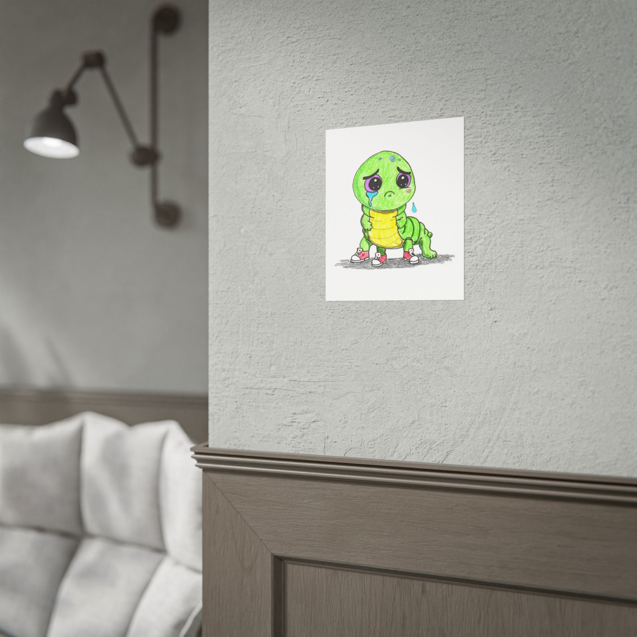 Lost Shoe Inchworm Print | Hand Drawn Cute Inchworm Wall Art
