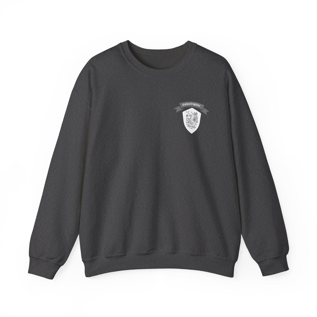 Velociraptor Crewneck Sweatshirt – Unisex | Hand-Drawn Dino Design by Mitchell Trumble | Cozy Gift for Dino Fans & Artists
