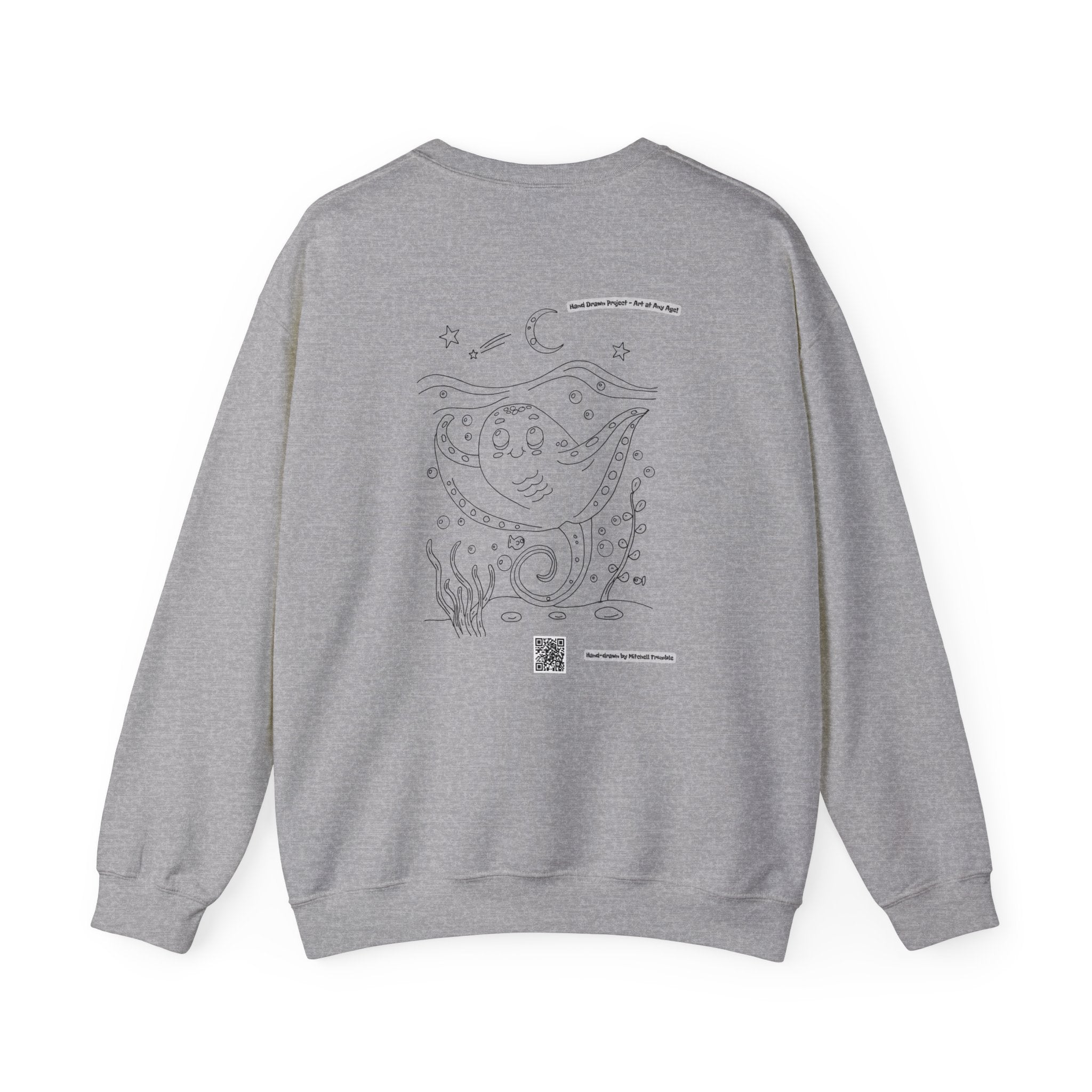 Manta Ray Crewneck Sweatshirt | Hand-Drawn Ocean Vibes