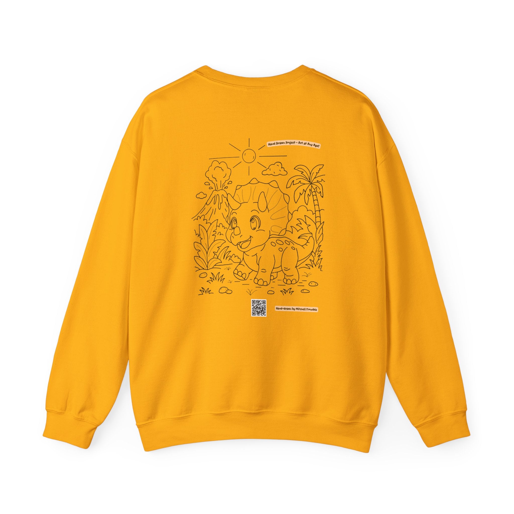 Triceratops Crewneck Sweatshirt | Unisex Fit | Hand-Drawn Dinosaur with QR Code