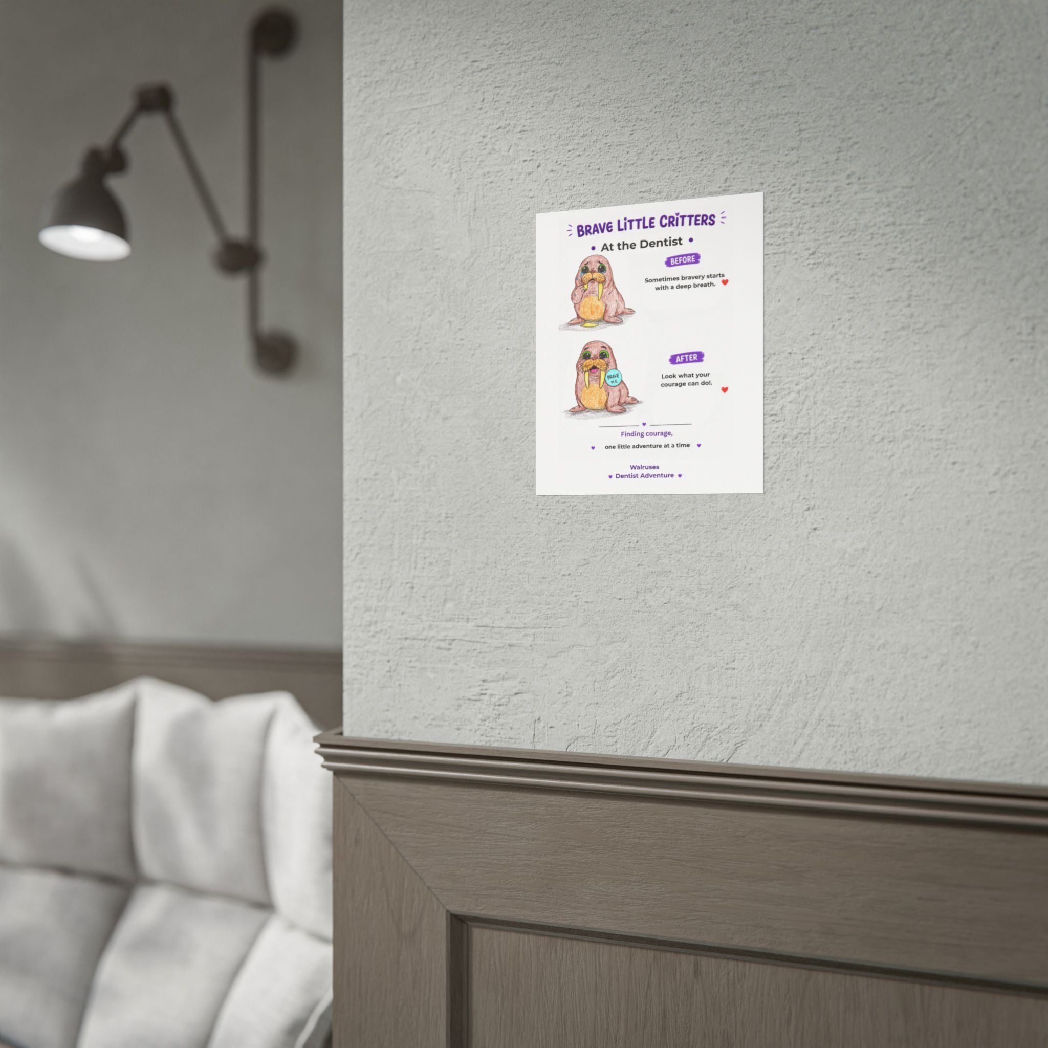 Brave Little Critters Walruses Dentist Adventure | Before & After Encouragement Poster