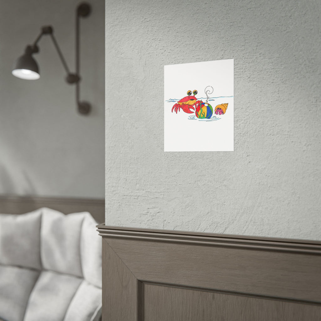 Crab - Recovered But at What Cost Print, Hand Drawn Crab Beach Art, Ocean Story Illustration, Coastal Nursery Decor