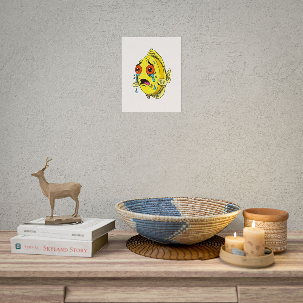 Sad Yellow Fish Lost Her Seaweed | Hand Drawn Lost & Found Critter Print | Printable Wall Art