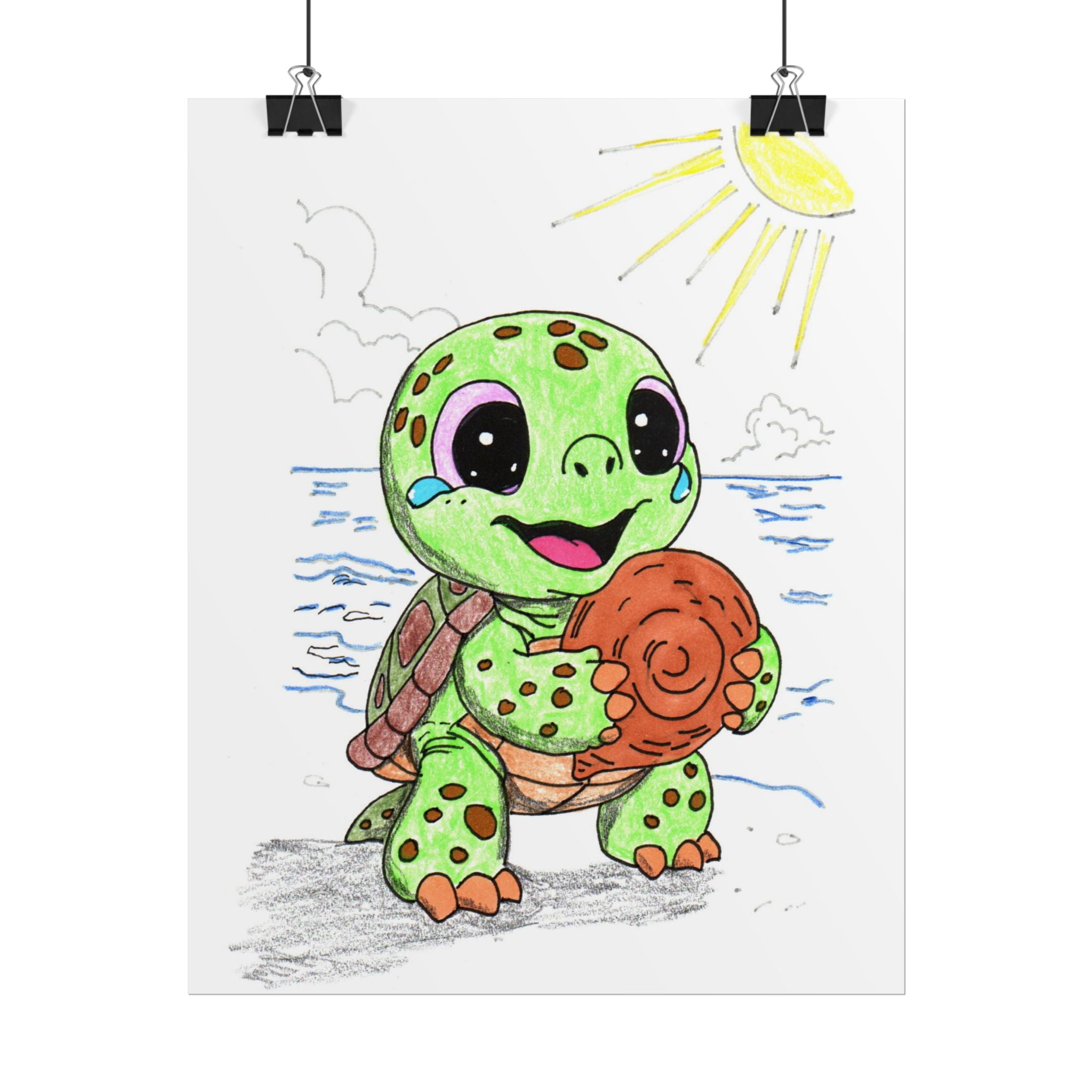 Sea Turtle Found Her Shell Print, Ocean Nursery Story Wall Decor