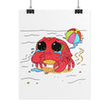 Crab - Sad Crab Lost Her Ball Print, Hand Drawn Crab Wall Art, Whimsical Nursery Decor, Woodland Animal Illustration