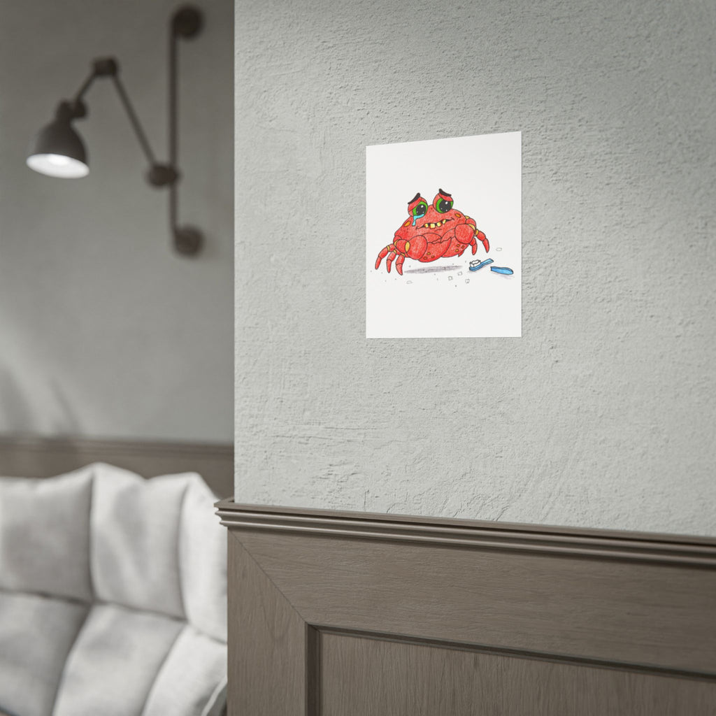 Sad Crab Lost His Toothbrush | Brave Little Critters Wall Art