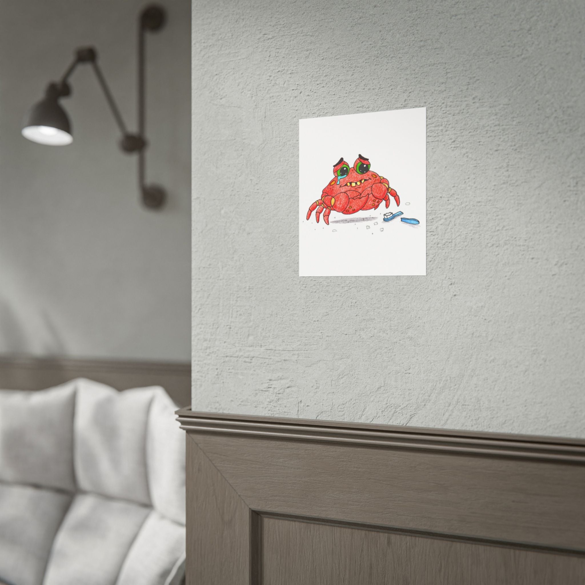 Sad Crab Lost His Toothbrush | Brave Little Critters Wall Art