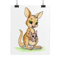 She Found Her Mom Kangaroo | Australian Nursery Wall Art Print | Hand Drawn Kangaroo Art