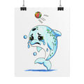 Sad Dolphin Lost Her Beach Ball Print, Hand Drawn Dolphin Wall Art, Ocean Nursery Decor, Cute Sea Animal Illustration