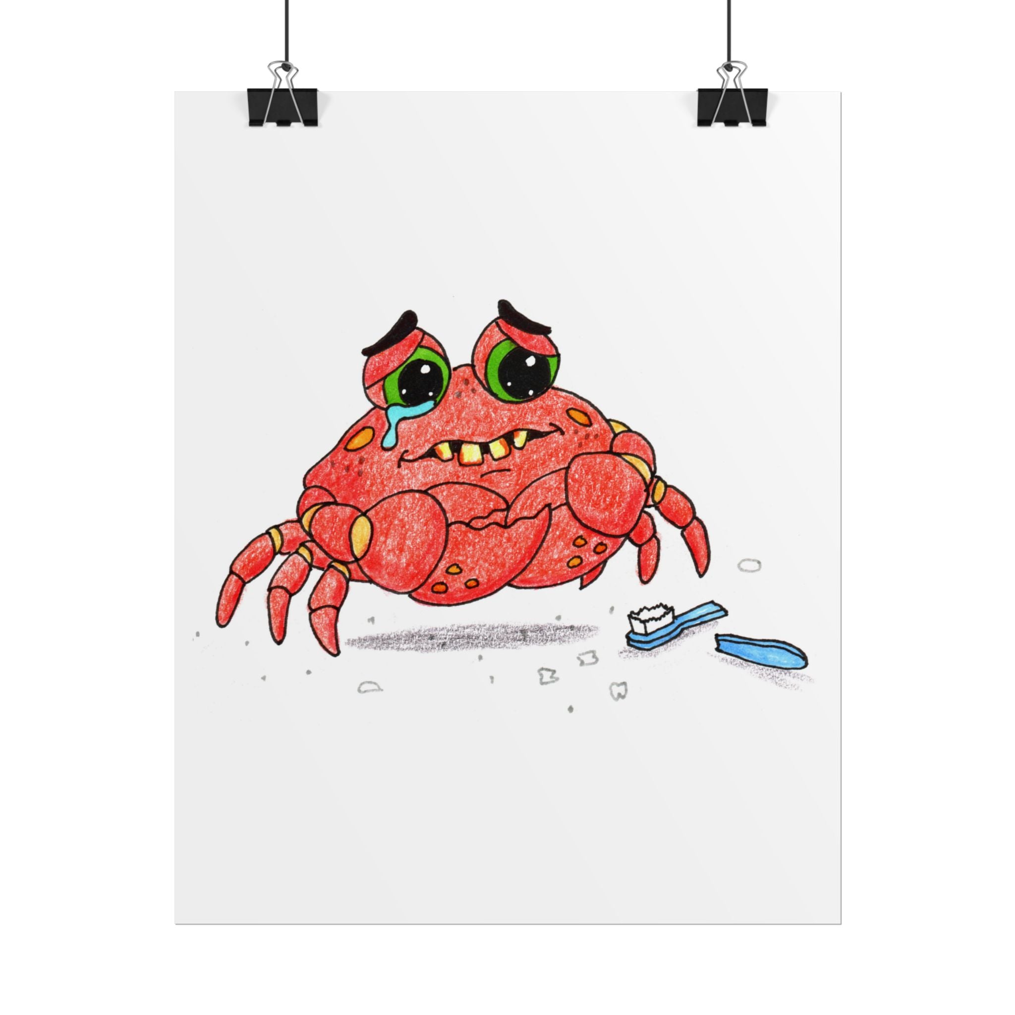 Sad Crab Lost His Toothbrush | Brave Little Critters Wall Art