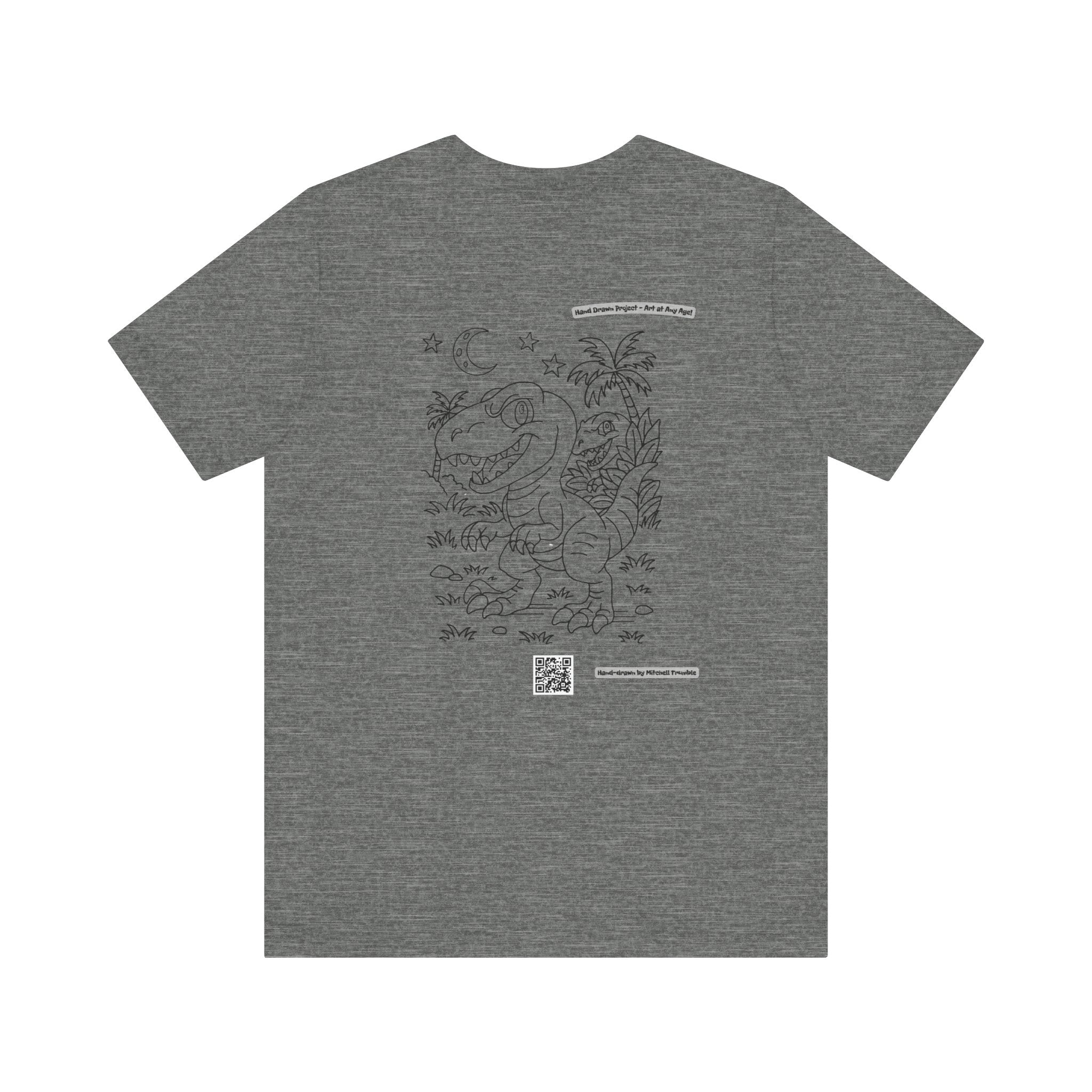 Velociraptor Logo Tee – Hand-Drawn Dino Art | Small Front Crest Design | Unisex Bella+Canvas 3001