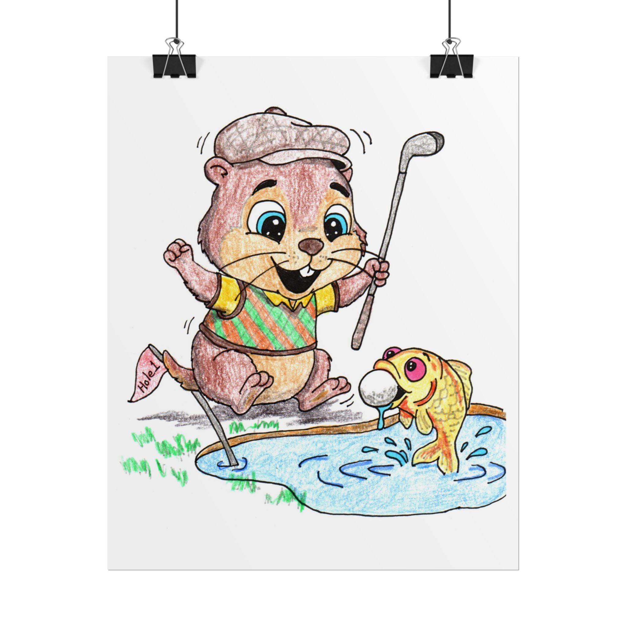 Gopher Finds His Golf Ball Print | Cute Golf Wall Art