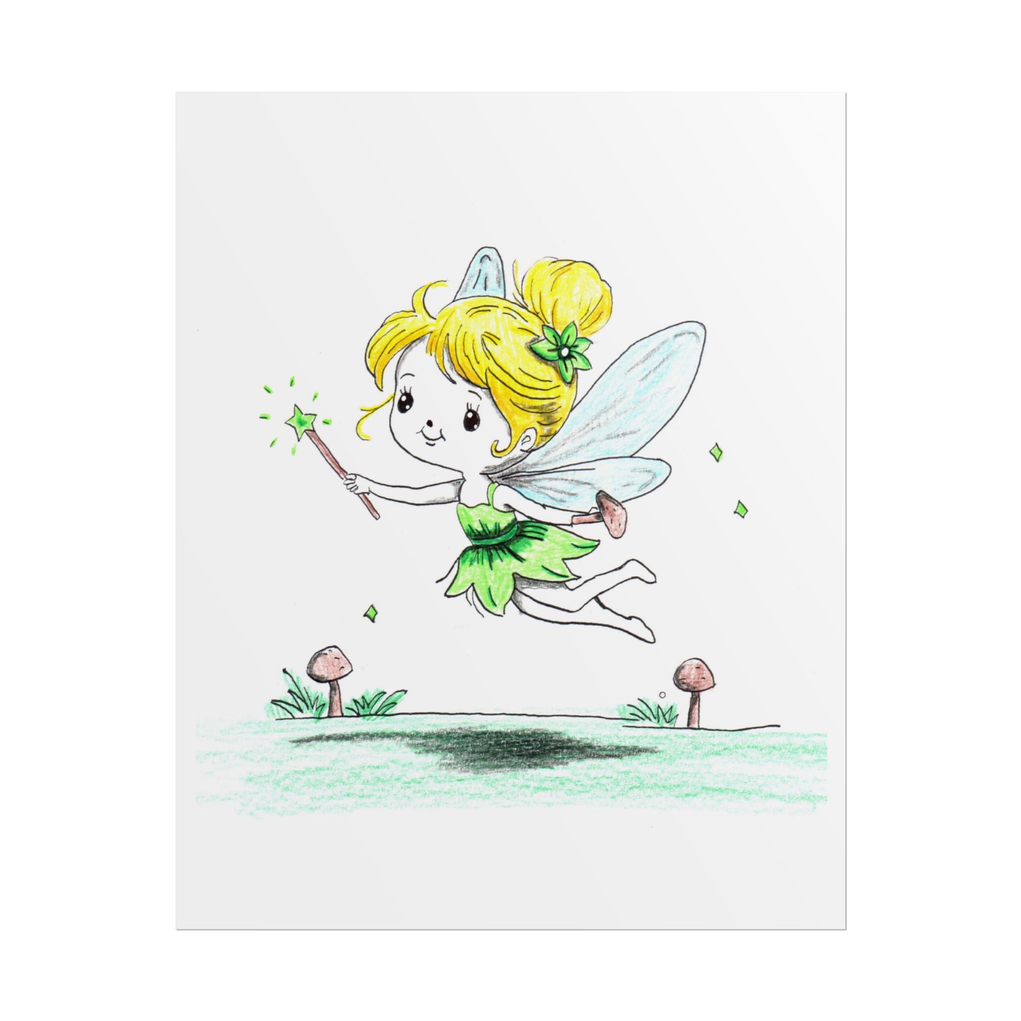 Fairy Mushrooms Poster, Nursery Wall Art, Cute Animal Illustration Print