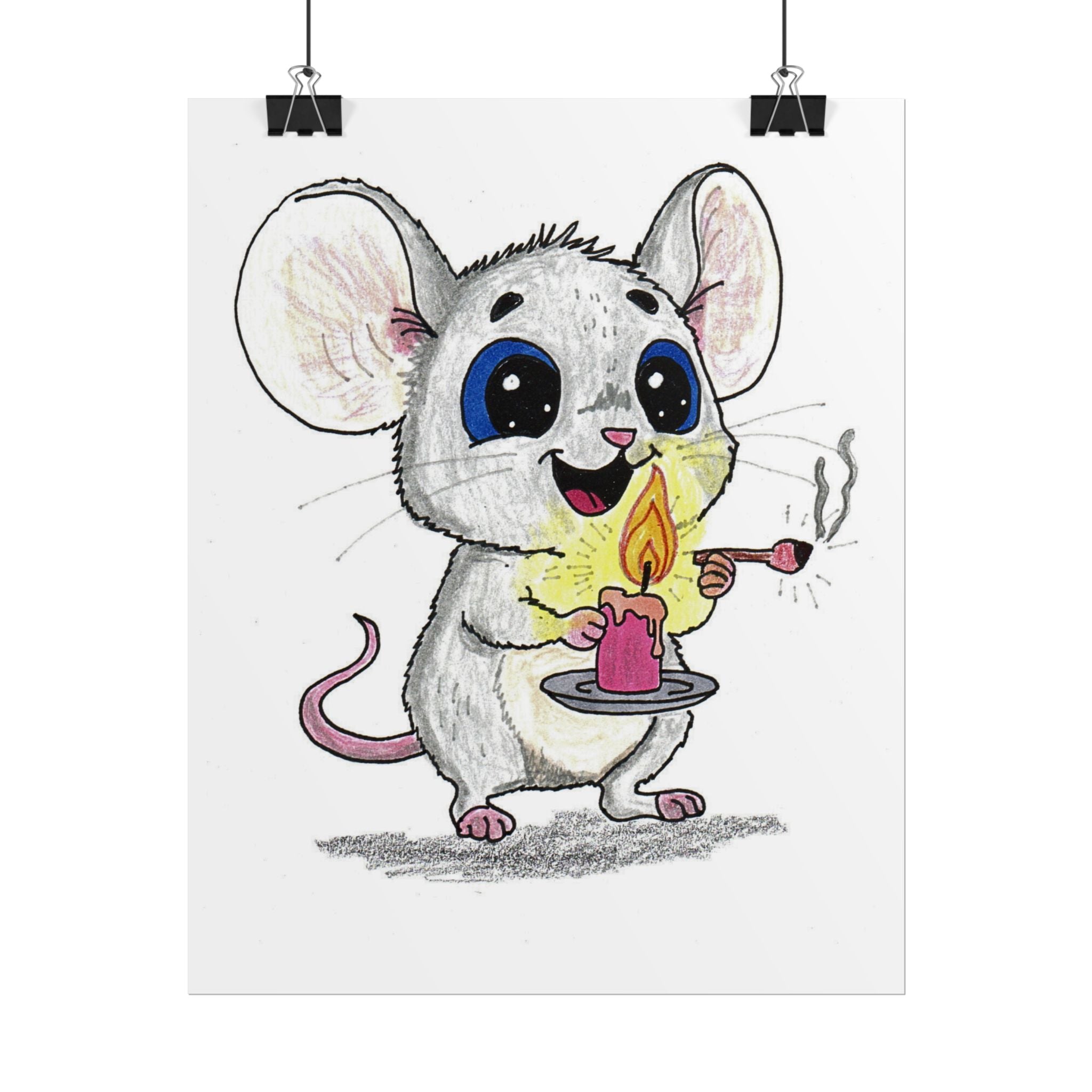 Mouse Found His Light Art Print | Lost & Found Critter Wall Decor | Hand Drawn Mouse Illustration