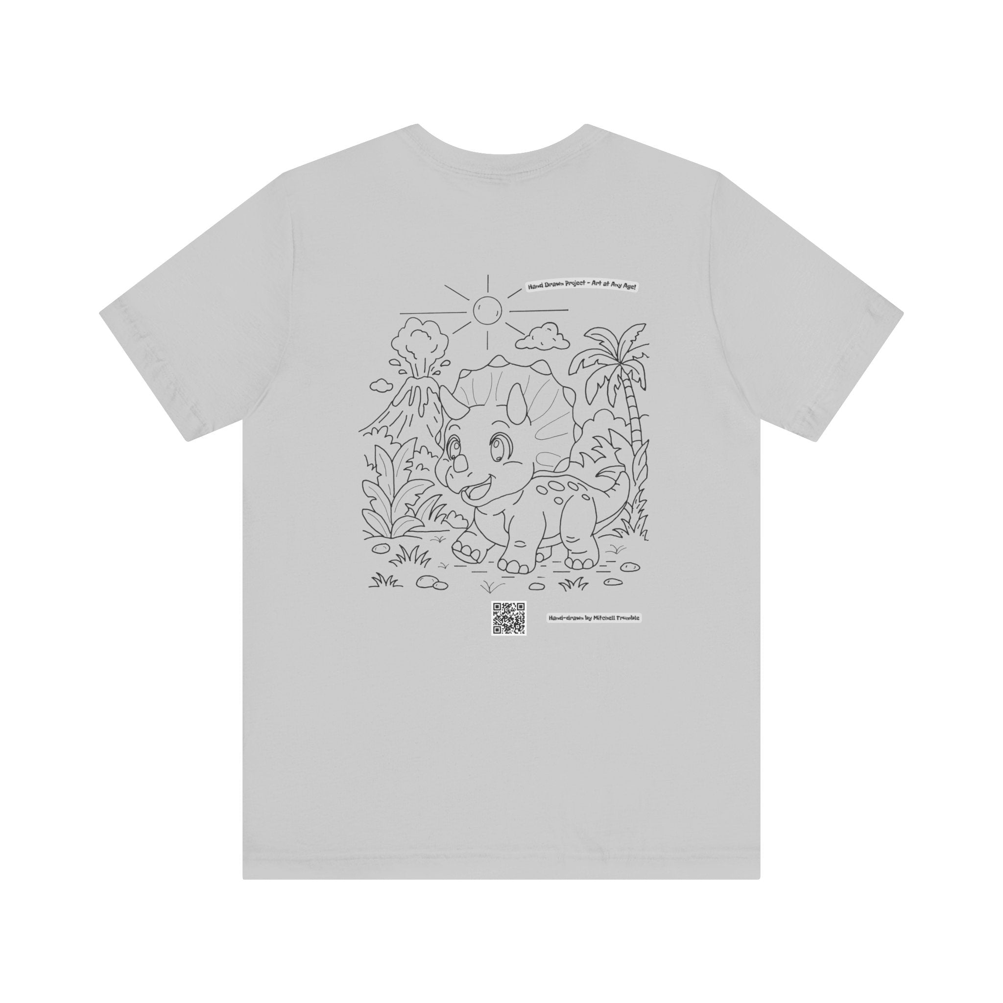 Triceratops Unisex T-Shirt | Bella+Canvas 3001 | Hand-Drawn Dino with QR Code