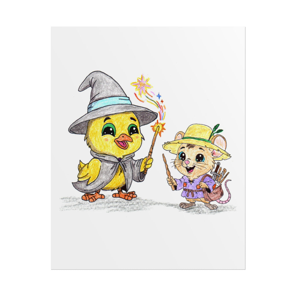 Wizard Chick Found Her Magic Wand | Hand Drawn Baby Chick Fantasy Art Print