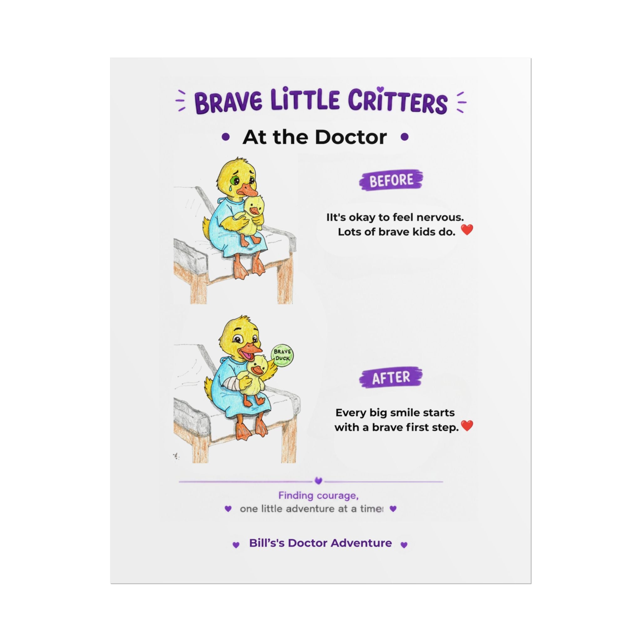 Duck Encouragement Poster | Pediatric Office Wall Art | Hand Drawn Nursery Print