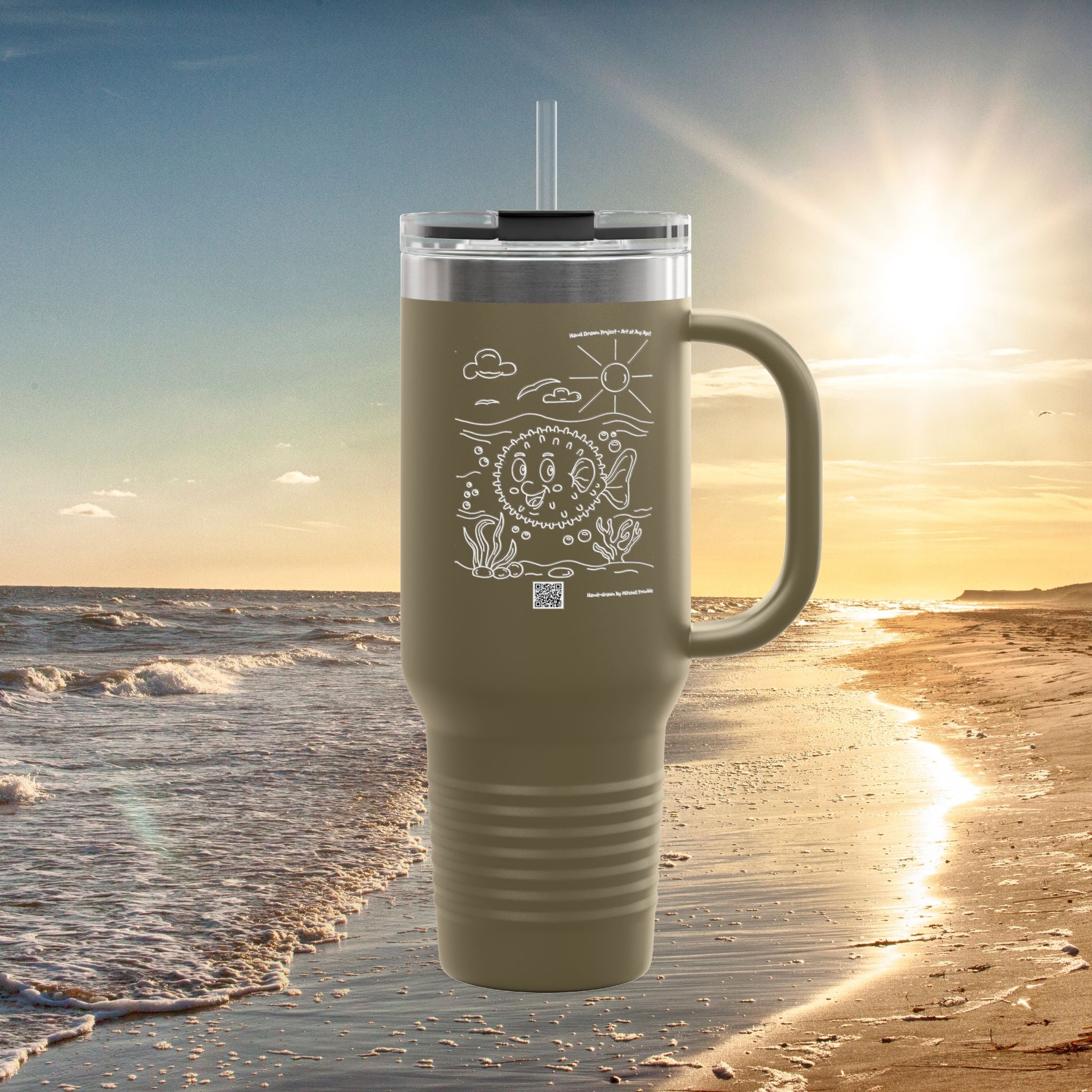 Happy Pufferfish – Ocean Critter Travel Mug