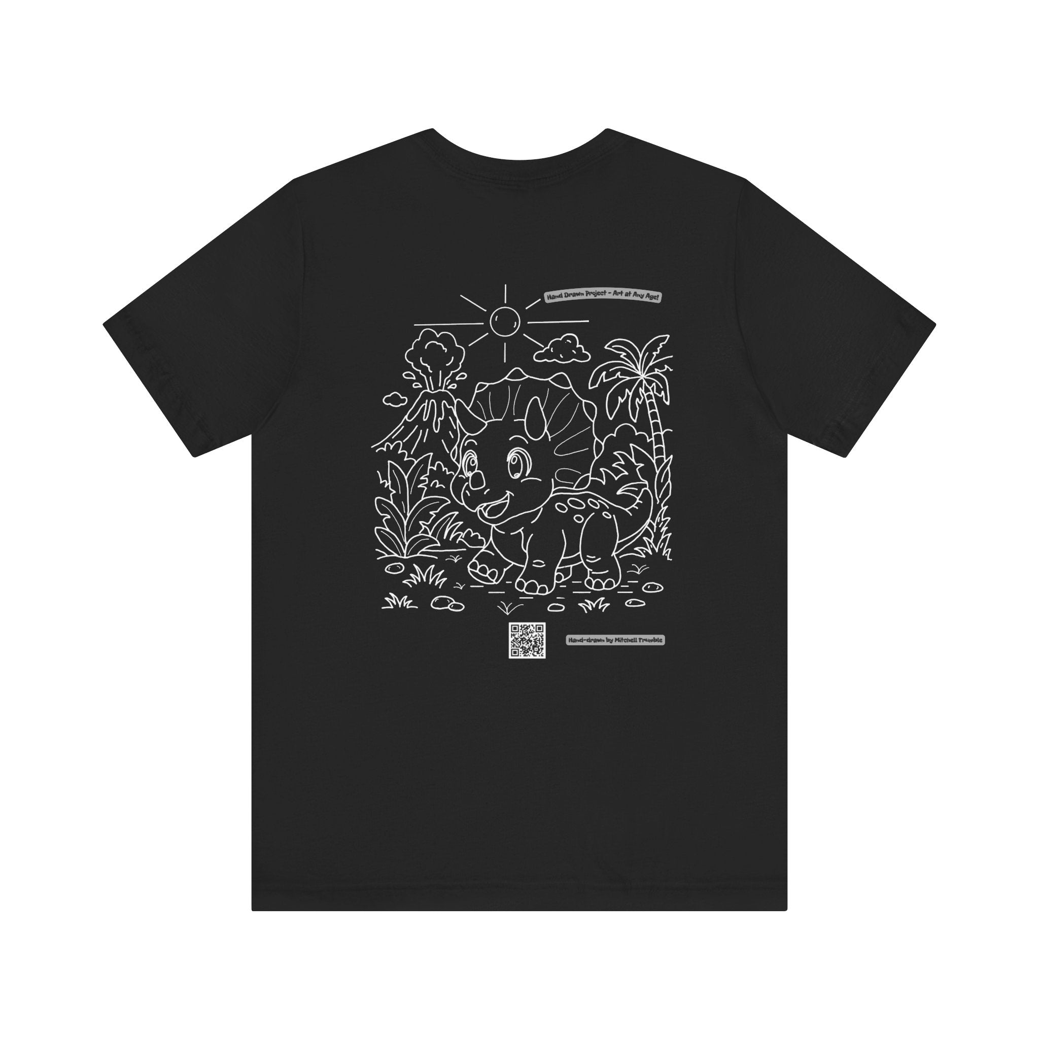 Triceratops Unisex T-Shirt | Bella+Canvas 3001 | Hand-Drawn Dino with QR Code
