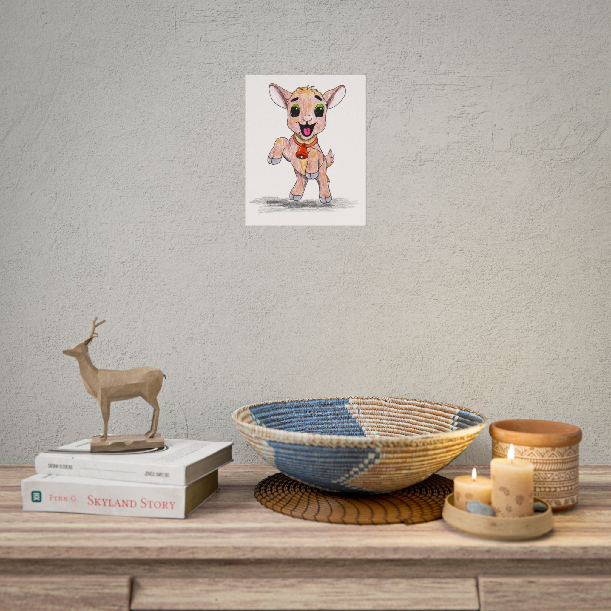 Lost & Found Goat Print | She Found Her Bell Farm Animal Wall Art | Hand Drawn Critter Decor