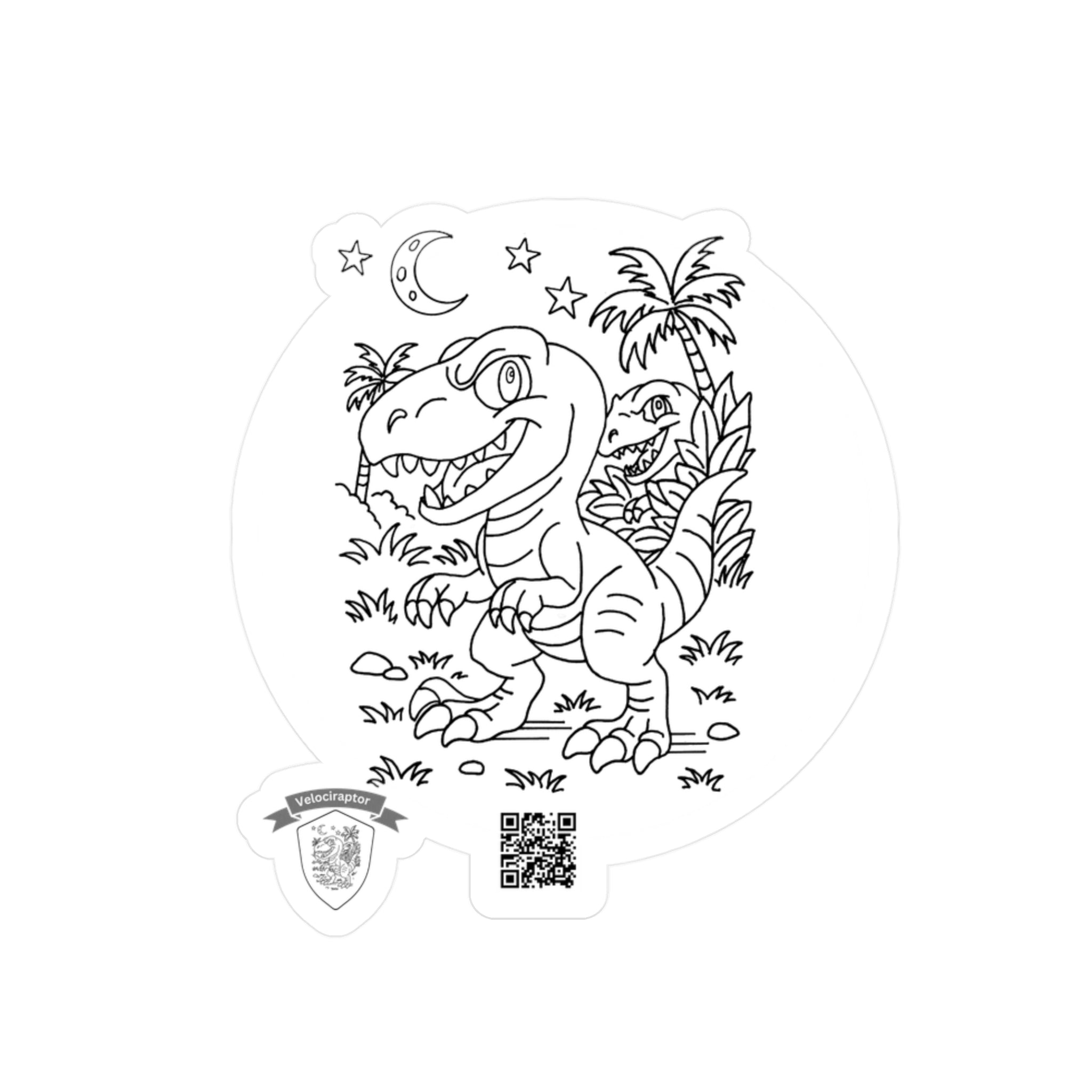 Velociraptor Vinyl Sticker | Kiss Cut Dino Decal by Mitchell Trumble | Durable Matte Finish for Laptops, Notebooks, Water Bottles