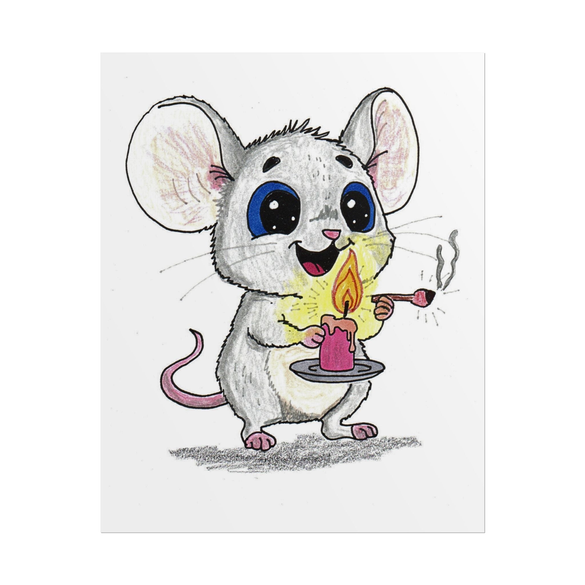 Mouse Found His Light Art Print | Lost & Found Critter Wall Decor | Hand Drawn Mouse Illustration