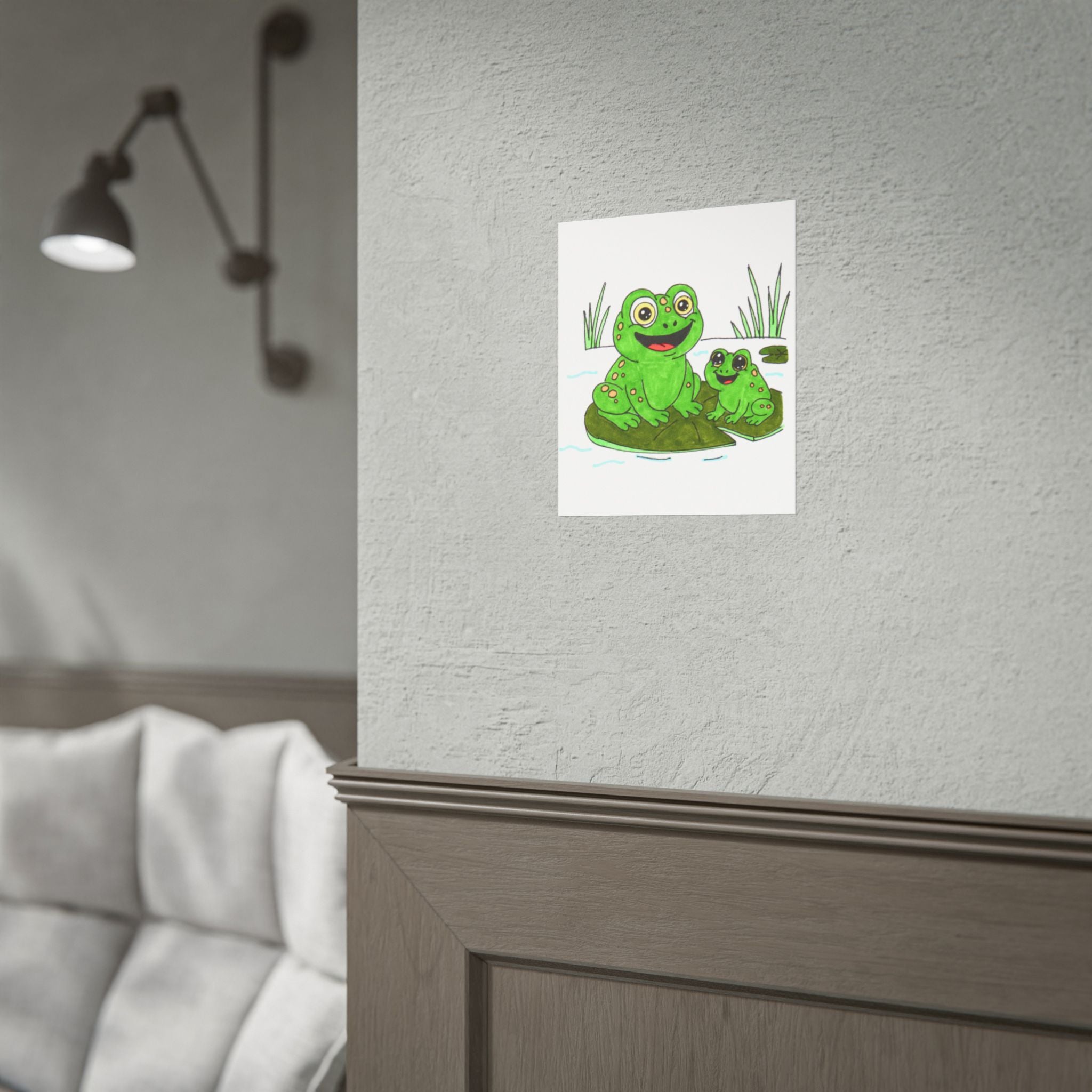 Lilly Pad New Frog Meets New Friend - Pond Printable Nursery Artwork Download