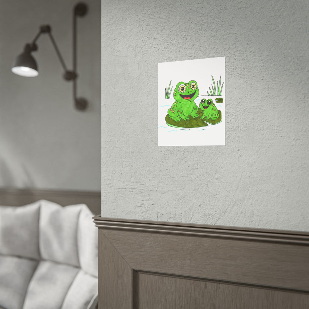 Lilly Pad New Frog Meets New Friend - Pond Printable Nursery Artwork Download