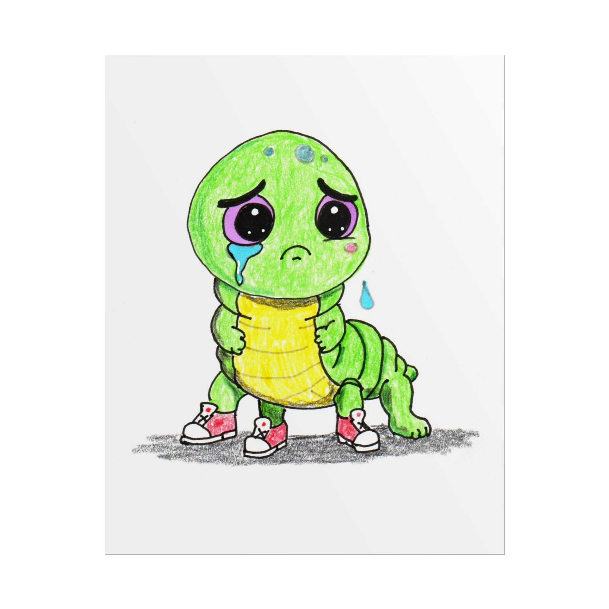 Lost Shoe Inchworm Print | Hand Drawn Cute Inchworm Wall Art