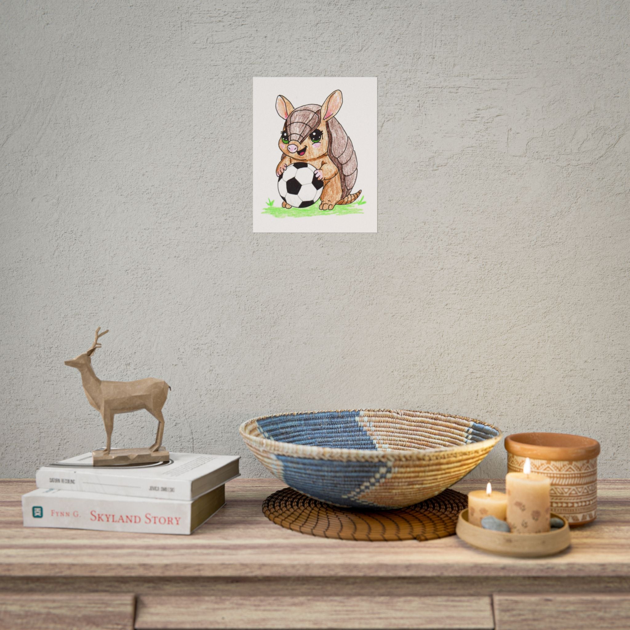 Found Her Soccer Ball Armadillo Print, Cute Woodland Sports Nursery Art