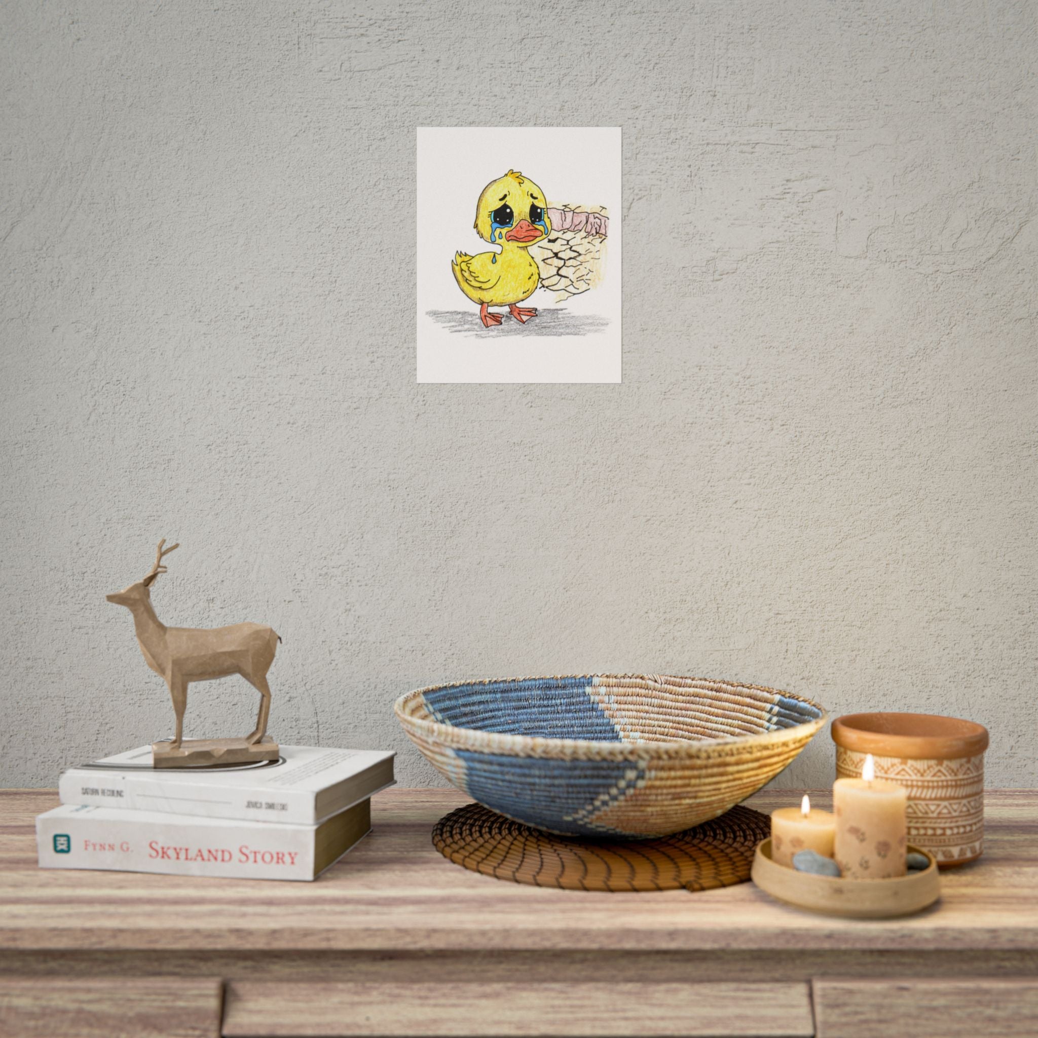 Duck Lost Her Pond Print, Sad Duck Wall Art, Hand Drawn Duck Print