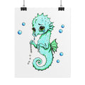 Lost Something Precious? Sad Seahorse Pearl Necklace Art Print | Cute Seahorse Gift