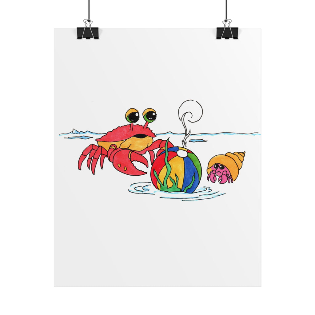 Crab - Recovered But at What Cost Print, Hand Drawn Crab Beach Art, Ocean Story Illustration, Coastal Nursery Decor