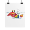 Crab - Recovered But at What Cost Print, Hand Drawn Crab Beach Art, Ocean Story Illustration, Coastal Nursery Decor