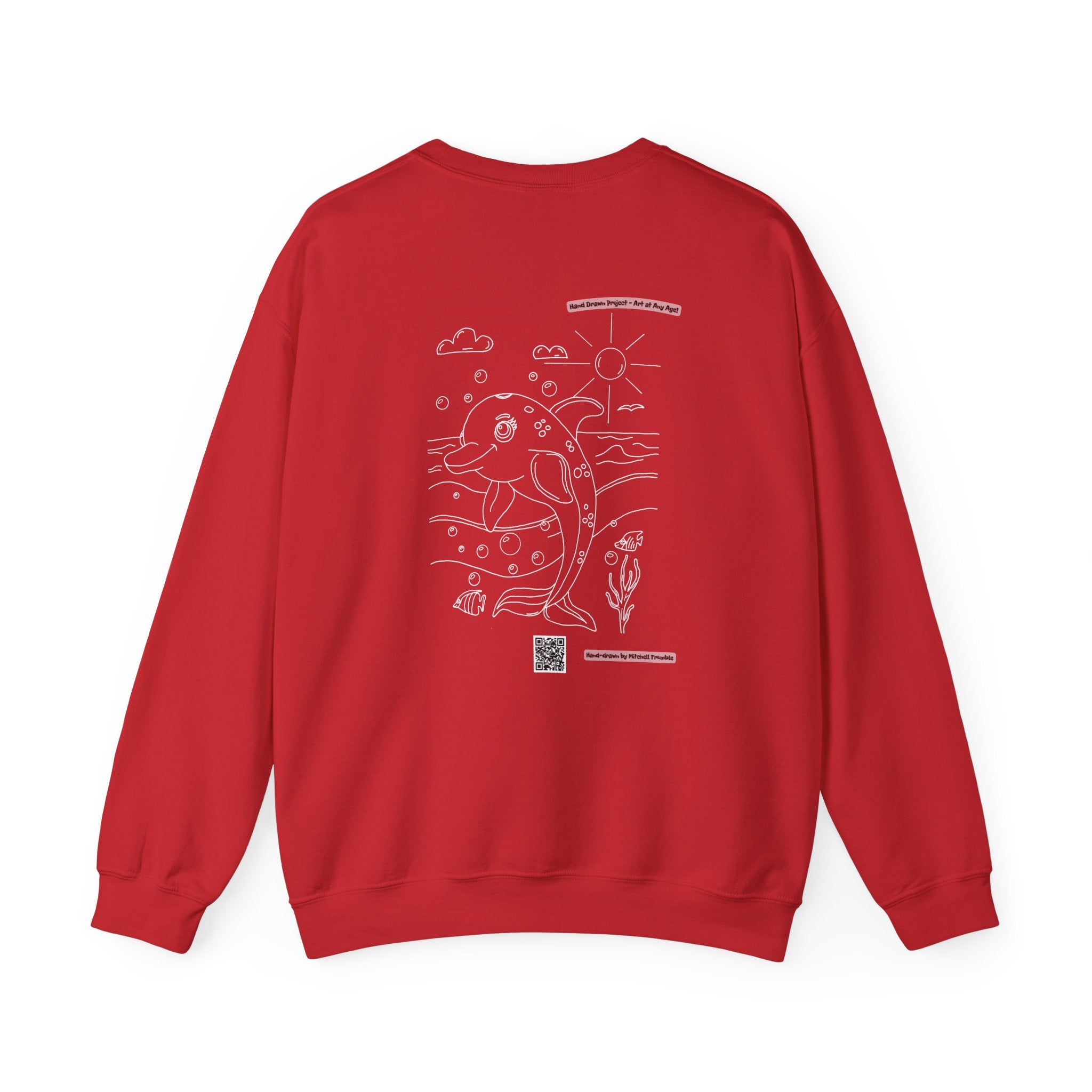 Dolphin Splash Squad Crew Sweatshirt – Hand Drawn Ocean Critter by Mitchell Trumble
