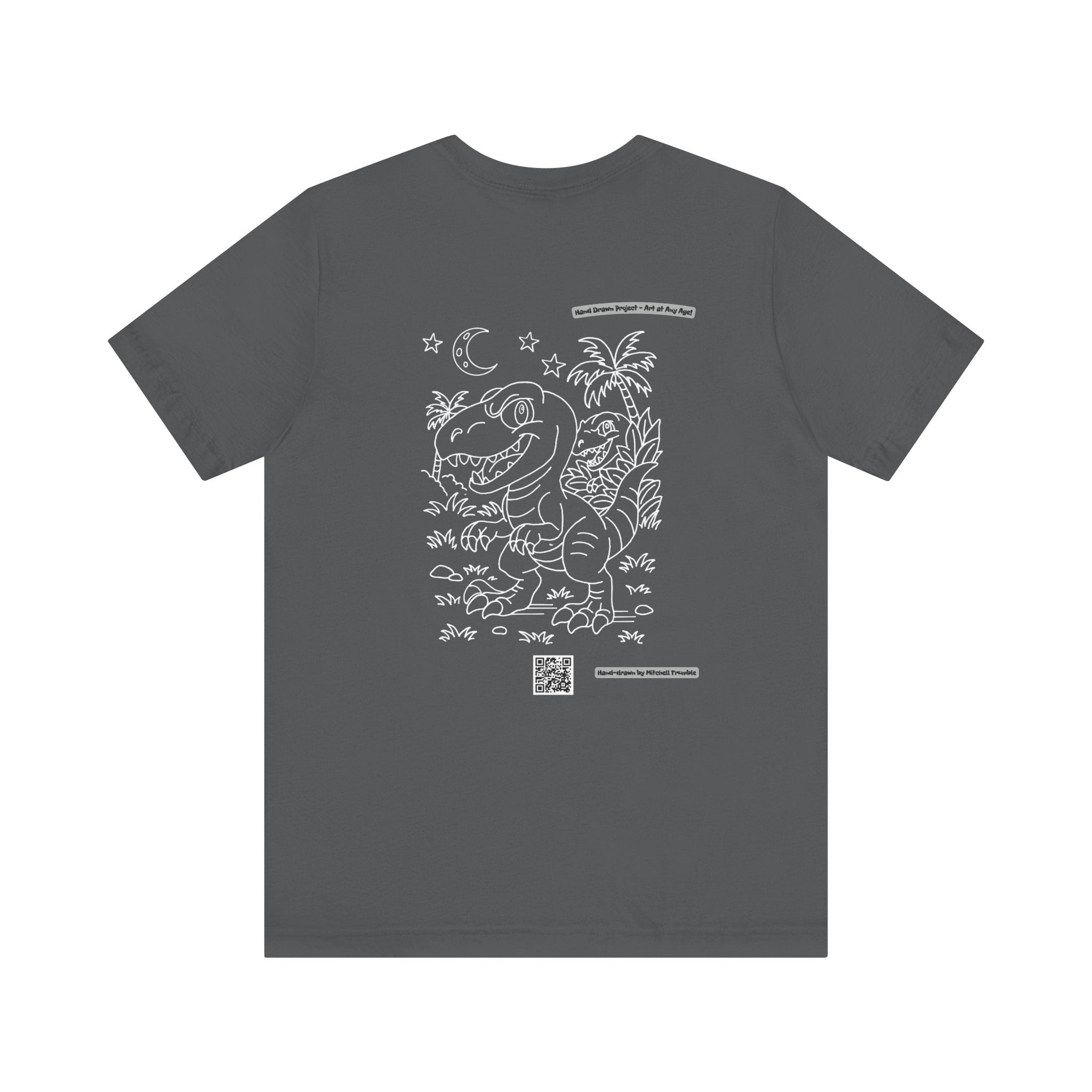 Velociraptor Logo Tee – Hand-Drawn Dino Art | Small Front Crest Design | Unisex Bella+Canvas 3001