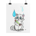 Lost Her Rocket Flame | Sad Raccoon Art Print | Hand Drawn Woodland Wall Decor