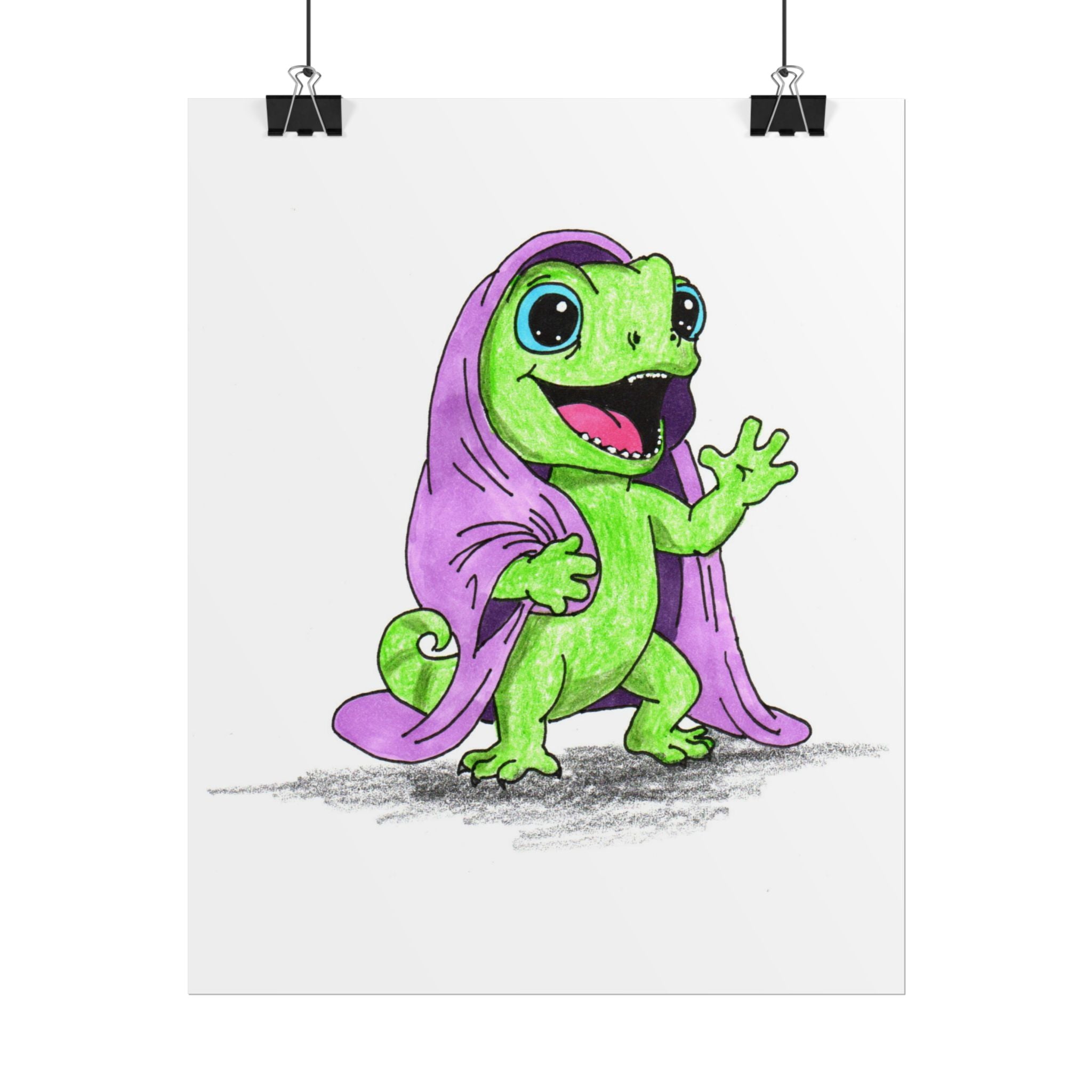 Happy Lizard Blanket Story Print, Hand Drawn Nursery Wall Art