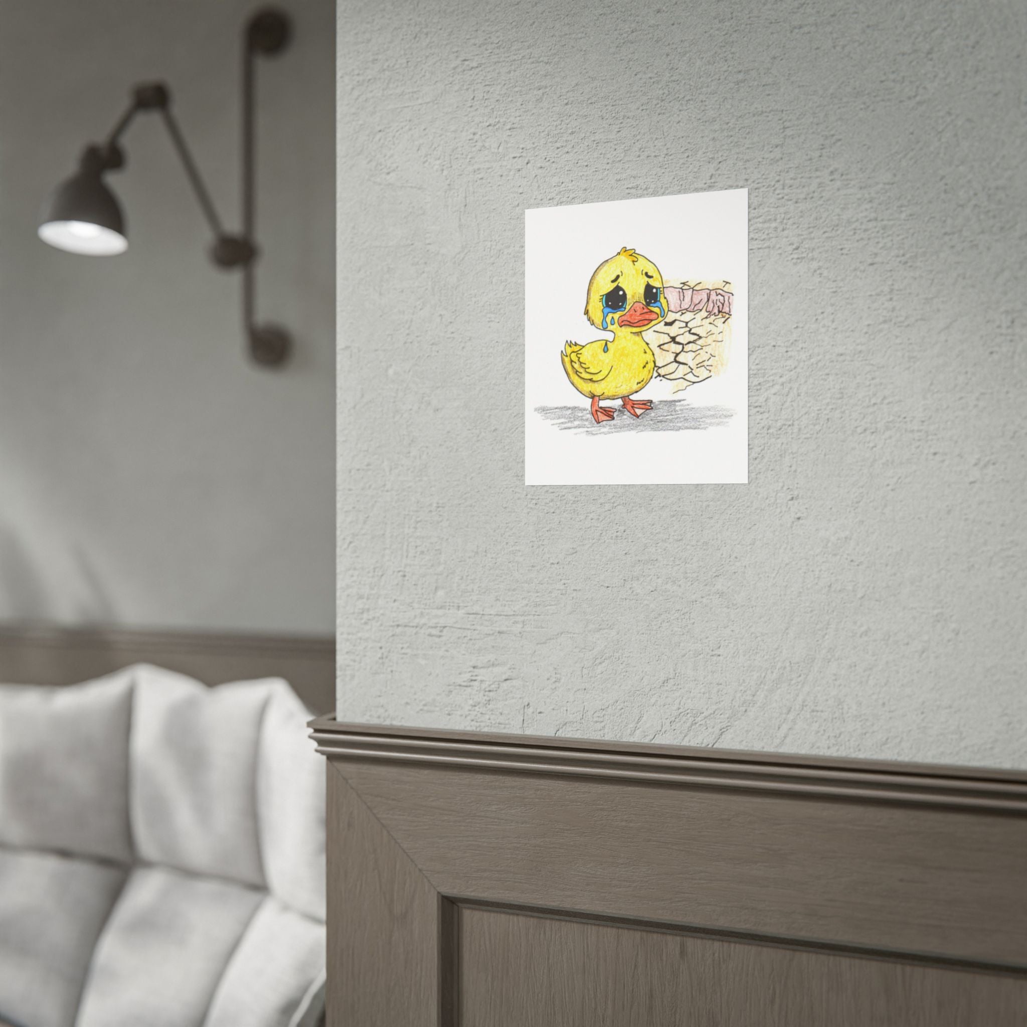 Duck Lost Her Pond Print, Sad Duck Wall Art, Hand Drawn Duck Print