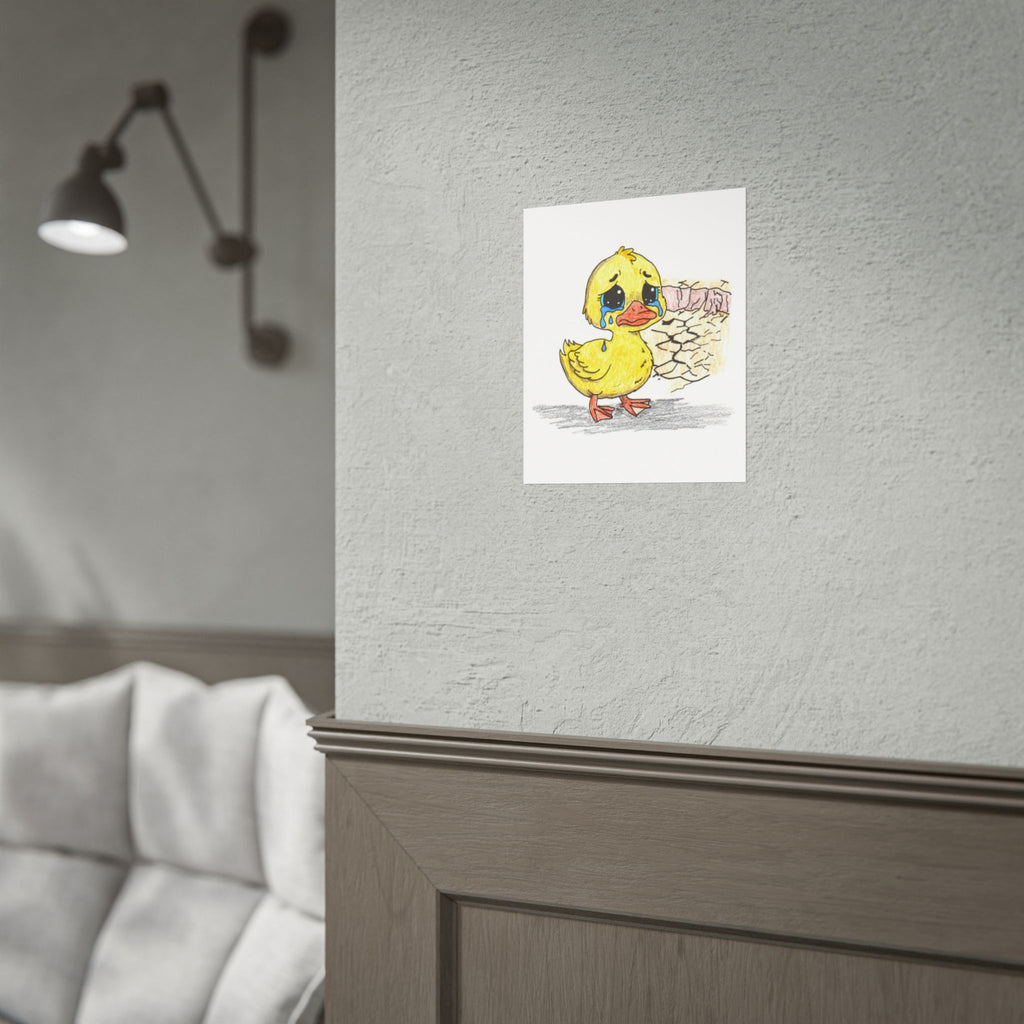 Duck Lost Her Pond Print, Sad Duck Wall Art, Hand Drawn Duck Print