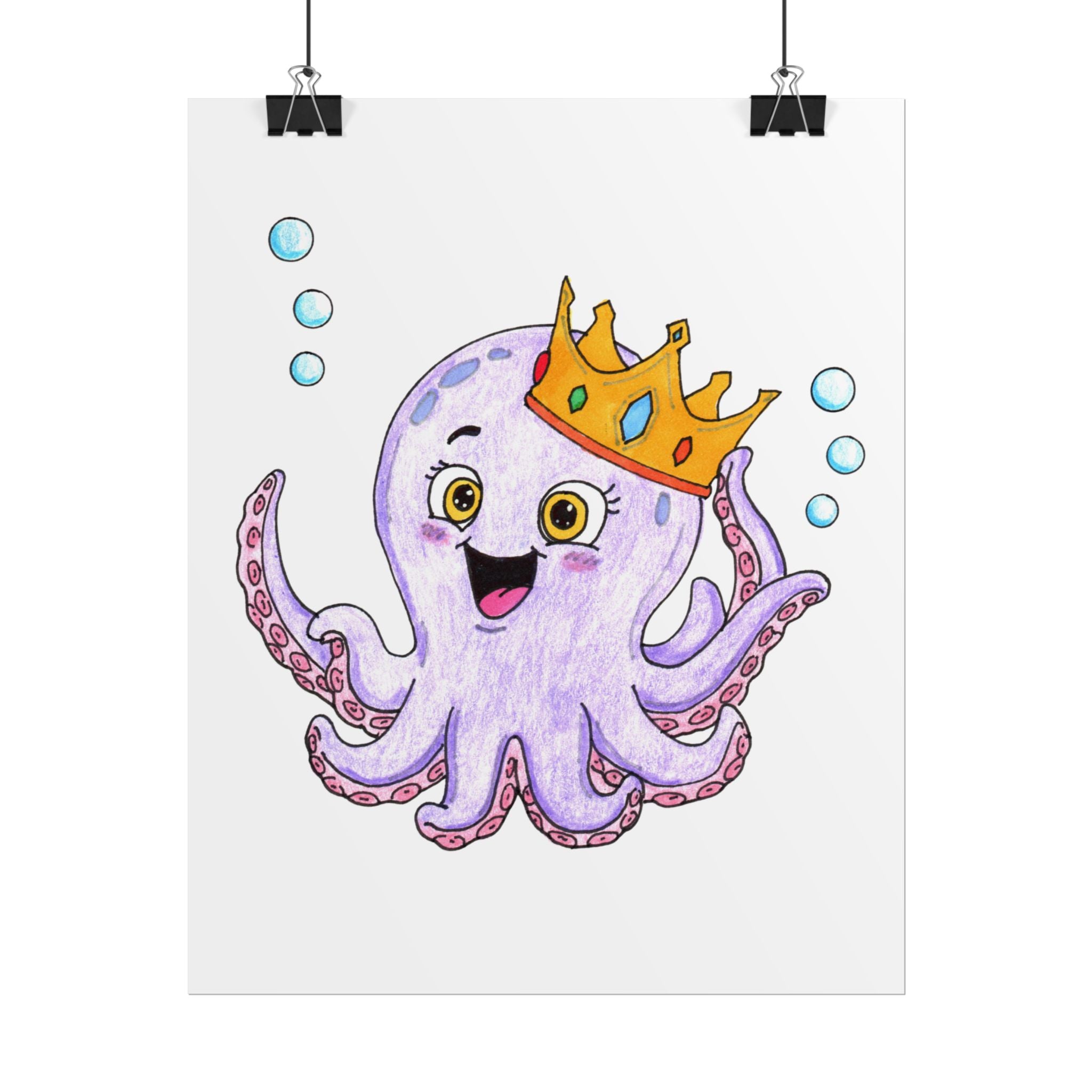 Happy Octopus Got Her Crown Back | Lost & Found Critters Octopus Print