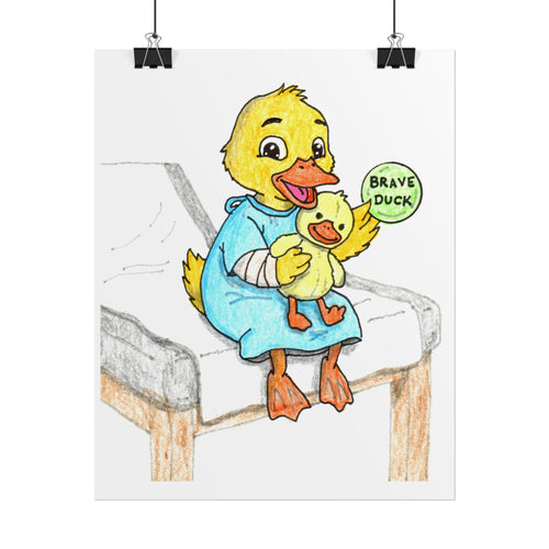 Brave Duck Badge Print | Hand Drawn Duck Nursery Wall Art