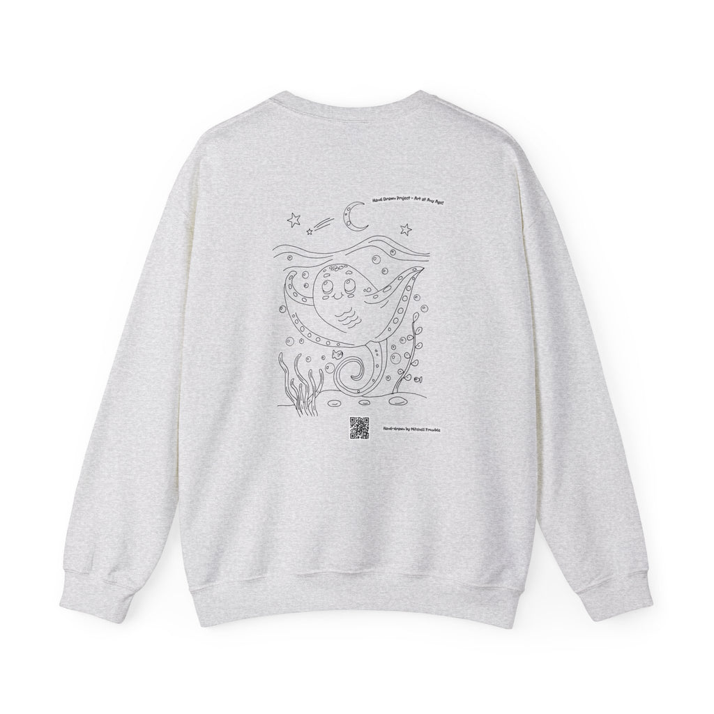 Manta Ray Crewneck Sweatshirt | Hand-Drawn Ocean Vibes